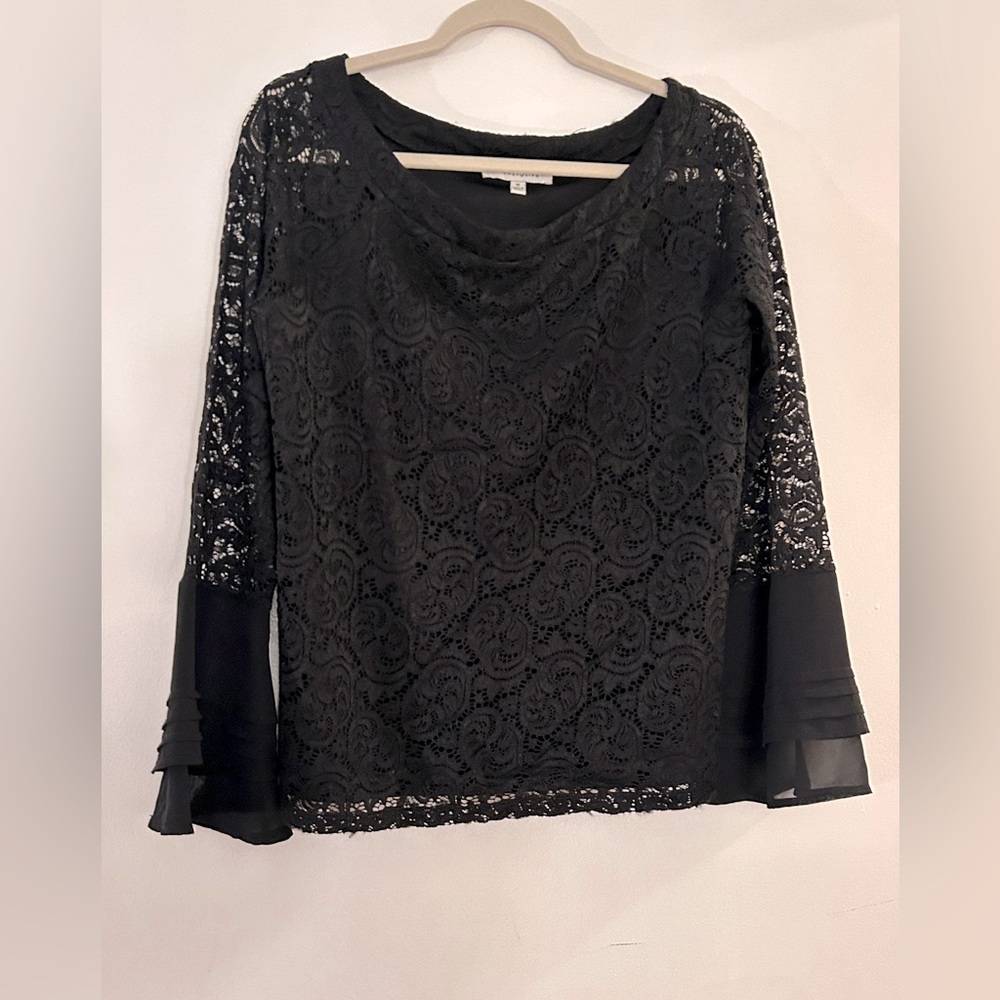 Rose & Olive Black Lace Top. Size Medium